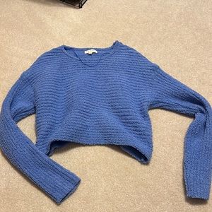 cropped fluffy blue sweater
